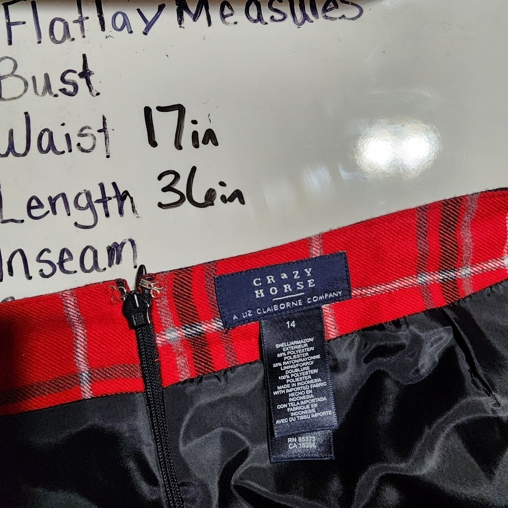 Liz Claiborne Crazy Horse Vintage Tartan Red Black Plaid Maxi Skirt - Picture 8 of 10